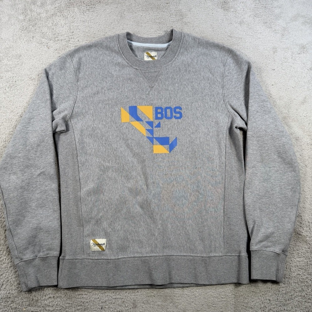 Tracksmith Boston Sweatshirt Mens Medium Grey Fleece Crewneck Pullover